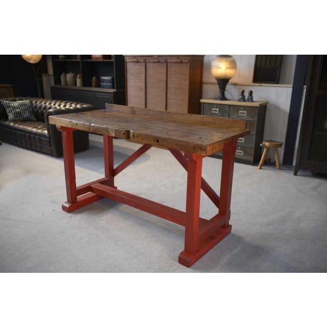 Industrial Beech Workshop Workbench, 1950s For Sale - Image 13 of 13