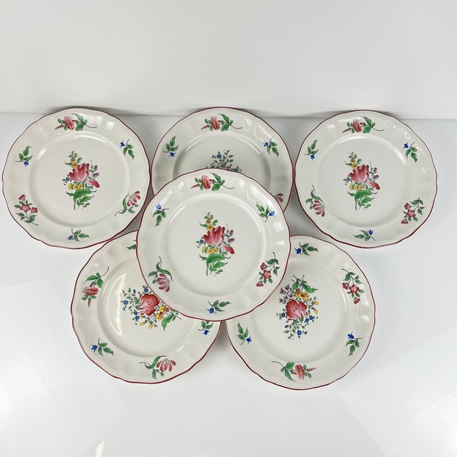 White Dessert Plates with Réverbère Pattern from KG Lunéville, 1980s, Set of 6 For Sale - Image 8 of 8