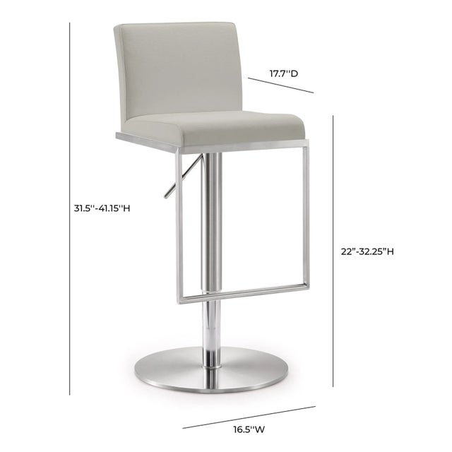 Amalfi Light Grey Steel Adjustable Bar Stool Chairish