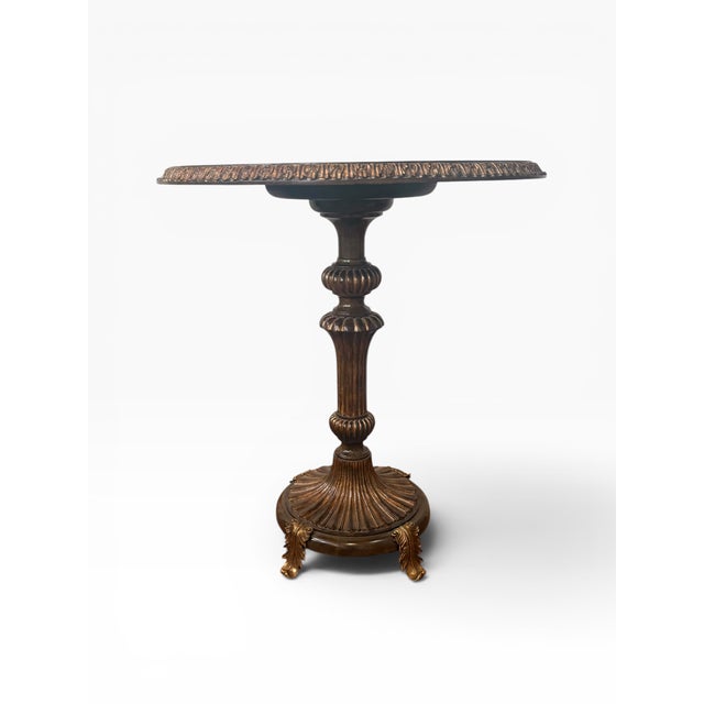 Maitland-Smith Handcrafted Regency Style Pedestal Hall Table With Brass Leaf Feet For Sale In Boston - Image 6 of 14
