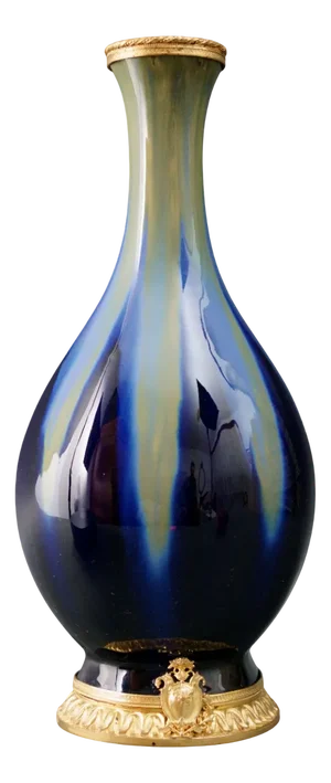 Vase in Glazed Ceramic and Gilded Bronze by Gustave De Bruyn, France, 1890s