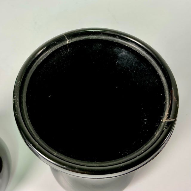 Onyx 1950s Vintage Boho Chic Mediterranean Greek Key Black Amethyst Onyx Vase - A Pair. For Sale - Image 8 of 10