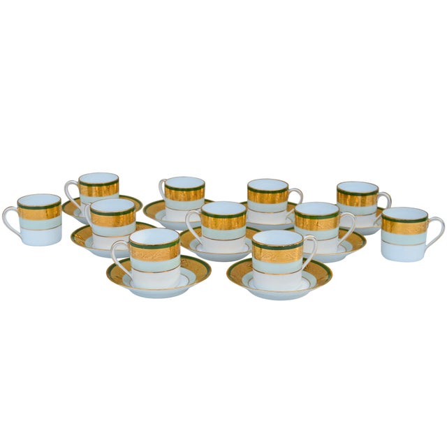 Early 20th Century Green & Golden Haviland French Limoges Service for Twelve- 111 Pieces For Sale - Image 10 of 18