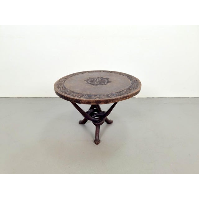 Vintage African Handmade Wooden Folding Table, 1960s For Sale - Image 3 of 8