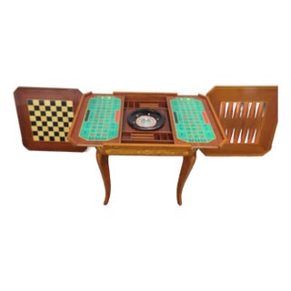 Italian Inlay Multi Games Table Changeable Tops Chess Backgammon Roulette 6036 For Sale