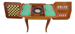 Italian Inlay Multi Games Table Changeable Tops Chess Backgammon Roulette 6036