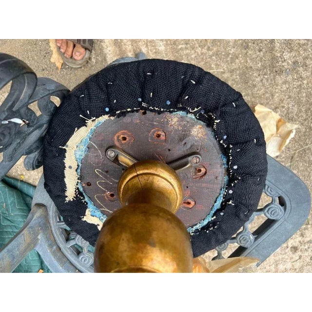 French Early 20th Century Louis XV Style Petit Point Upholstered Cast Iron Base Stool For Sale - Image 3 of 9