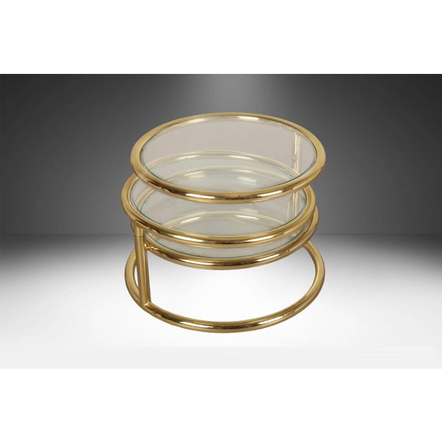 Mid Century Modern Brass Glass Swivel Coffee Table in the Style of Milo Baughman For Sale - Image 9 of 11