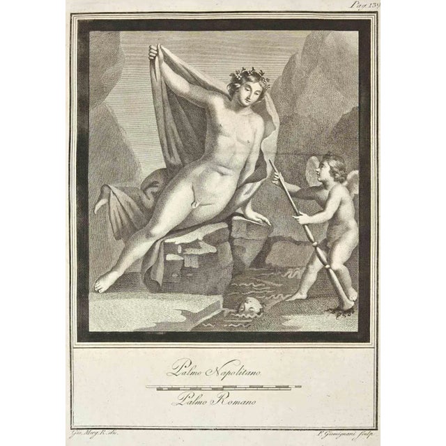 Ancient roman fresco from the series "antiquities of herculaneum", is an etching on paper realized by giovanni morghen in...