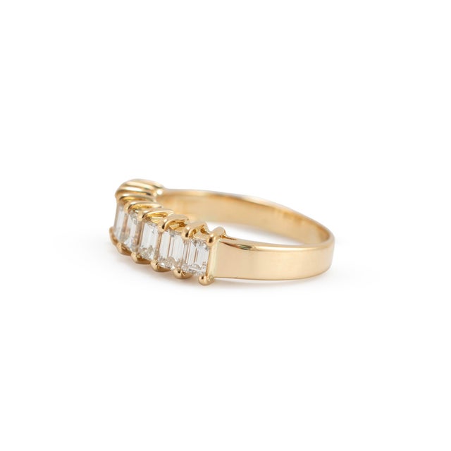 18k Yellow Gold 0.58ct Baguette Diamond Half Eternity Band Ring, Size 4.75 For Sale - Image 4 of 8