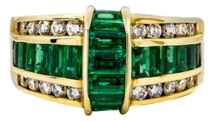 Late 20th Century Gold Emerald Ring, Size 5