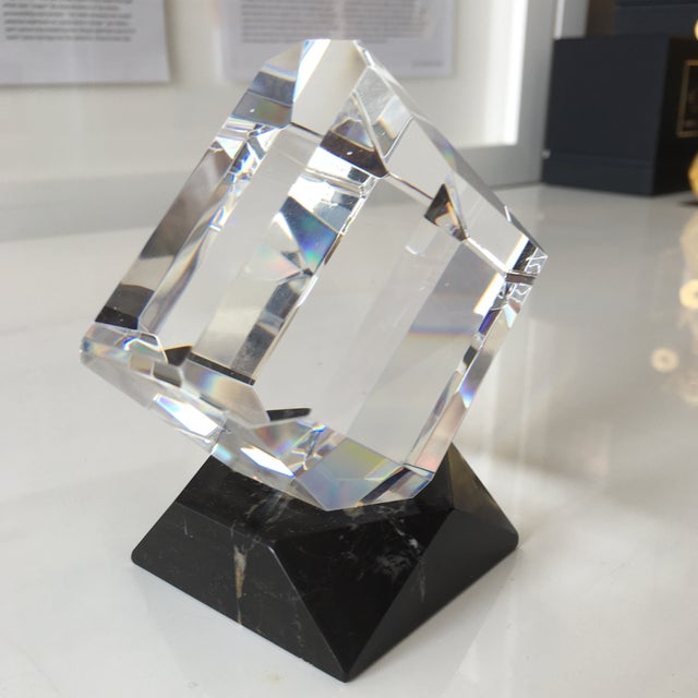 Solid Crystal Beveled Love - Block on Stone Base Signed and Dated by ...