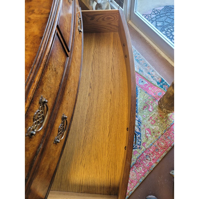 Wood Lloyd Buxton Chippendale 5 Drawer Burlwood Dresser For Sale - Image 7 of 11