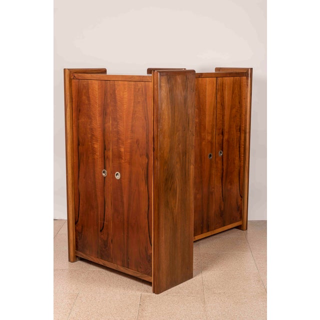 1980s Tall Italian Sideboards in Walnut Veneer, 1980, Set of 2 For Sale - Image 5 of 16