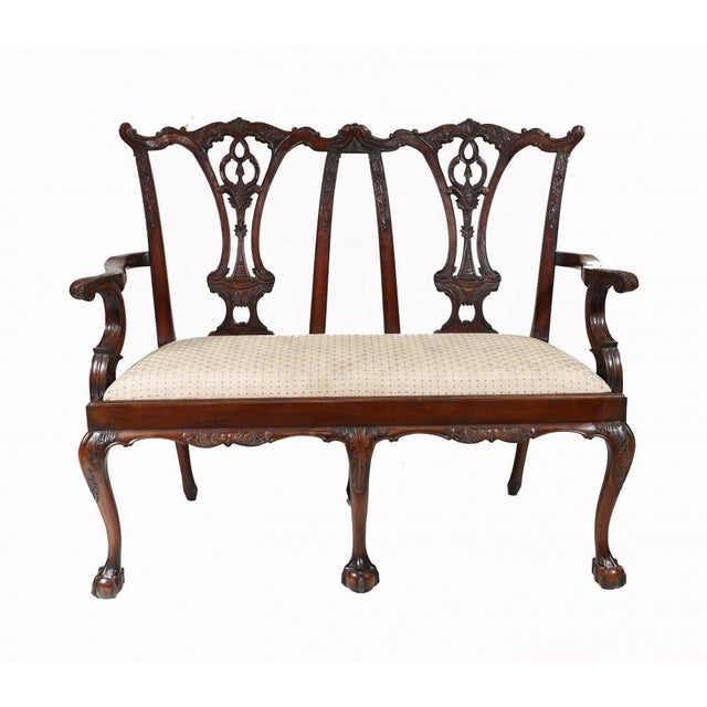 Chippendale Style Double Seat Bench in Mahogany For Sale - Image 11 of 11