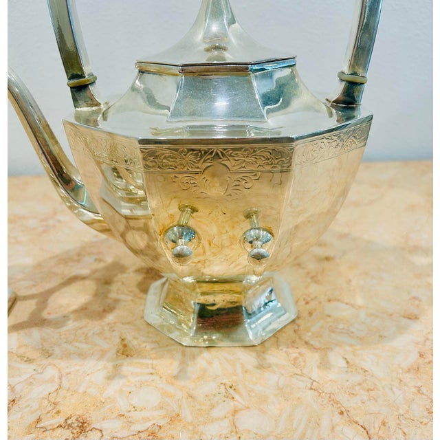Early 20th Century Wilcox Silver Plate Co. Tilting Coffee Pot on Stand For Sale - Image 9 of 12
