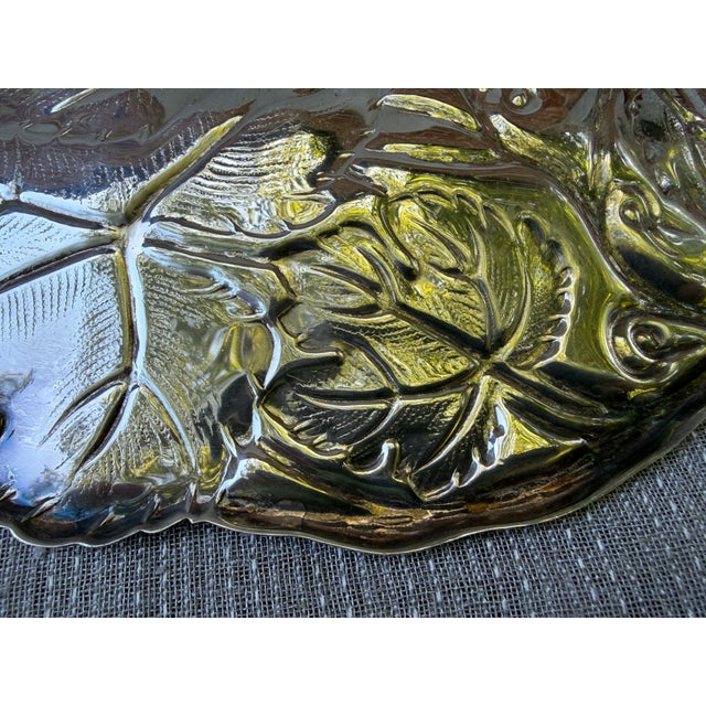 Silver Vintage Hammered Silverplate Leaf Serving Tray For Sale - Image 8 of 12