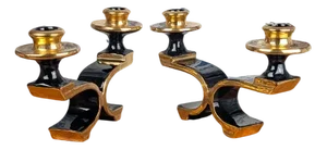 Mid-Century Ceramic Earthenware Candlesticks by Marius Giuge for Vallauris, 1950s, Set of 2
