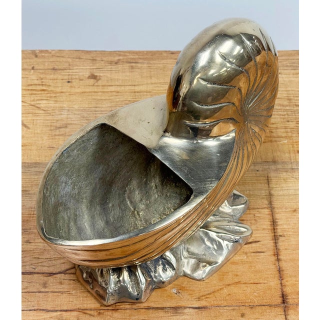 Brass Vintage Brass Nautilus Shell Planter For Sale - Image 8 of 9