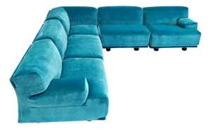 Fiandra Modular Corner Sofa in Blue Velvet by Vico Magistretti for Cassina, 1980s, Set of 5