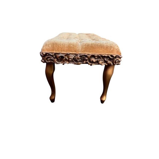 Wood Late 20th Century Tufted French Style Sears Bench For Sale - Image 7 of 18