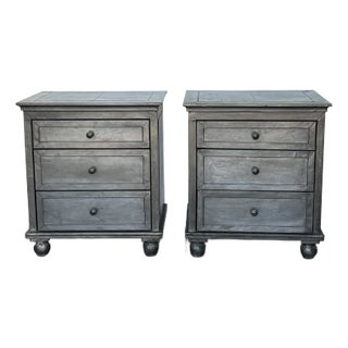 Pair of Restoration Hardware Zinc Wrapped Nightstands For Sale