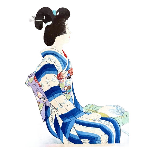 Japanese Large Woodblock Print Firework by Ito Shinsui Limited Edition For Sale