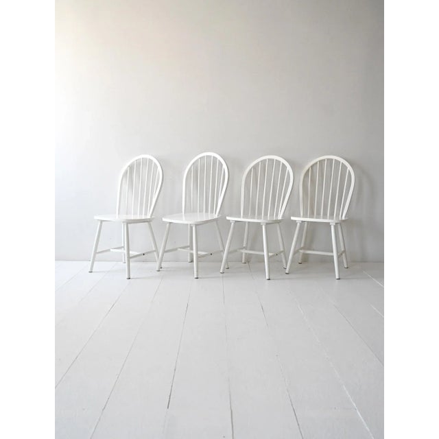 Scandinavian Chairs in White, 1960s, Set of 4 For Sale - Image 6 of 6