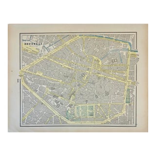 Brussels, Belgium, Original Map by Cram, 1889 For Sale
