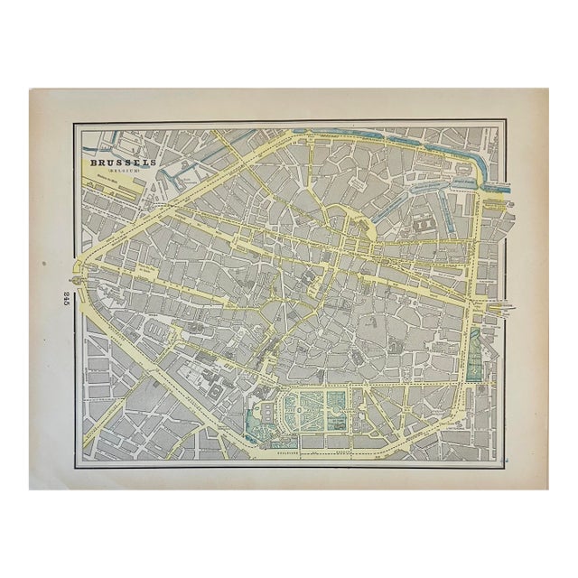Brussels, Belgium, Original Map by Cram, 1889 For Sale