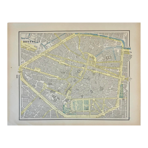 Brussels, Belgium, Original Map by Cram, 1889