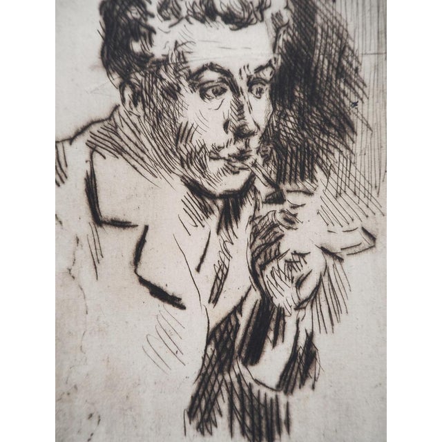 Maximilien Luce, Man with a Cigarette (Portrait of Jean Peské), 1895, Original Signed Etching For Sale - Image 5 of 6