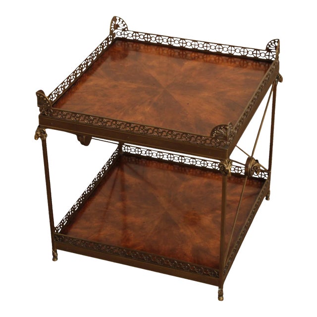 2010s Theodore Alexander 'Althorp' Regency Style Mahogany and Brass Two Tier Side Table For Sale
