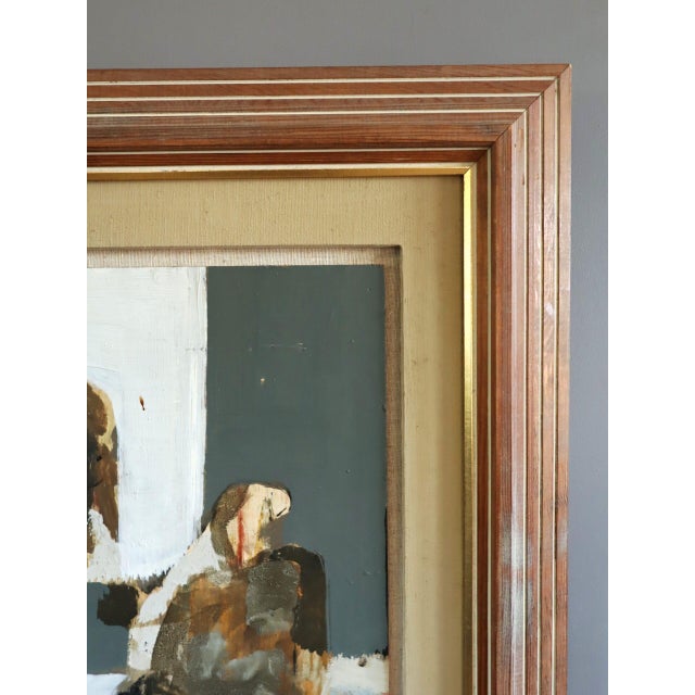 Mid-Century Modern 'Abstract Trio' Vintage Swedish Abstract Figurative Oil Painting, Framed For Sale - Image 6 of 12