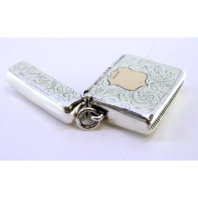 Silver Matchbox with Engravings For Sale - Image 3 of 7
