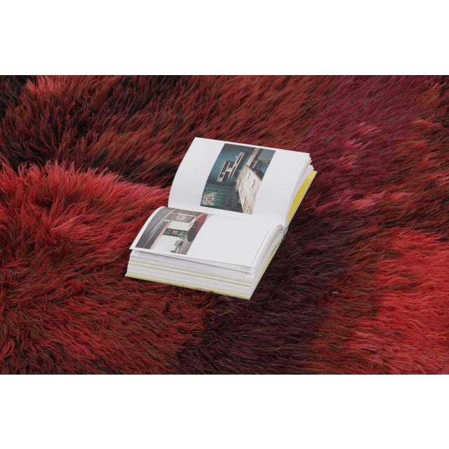 Red Vintage Swedish Rya Rug With Crimson and Black Abstract Pattern - Rug & Kilim For Sale - Image 8 of 9