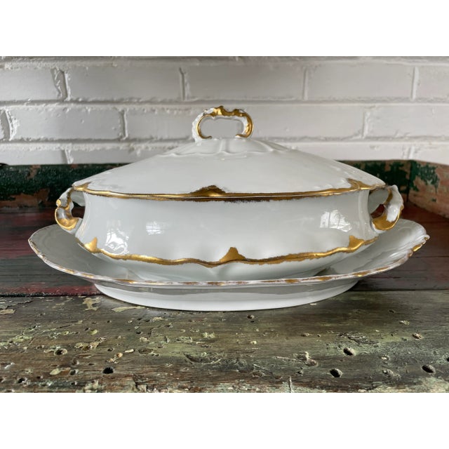 Antique 1919, O&eo Royal Austrian Ranson 3-Pc. Oval Vegetable Serving Bowl & Lid, For Sale - Image 12 of 12