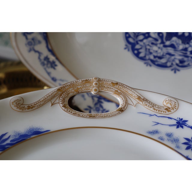 Antique Haviland Limoges Blue & White Gilt Dinnerware Service, 48 Pieces For Sale - Image 12 of 18