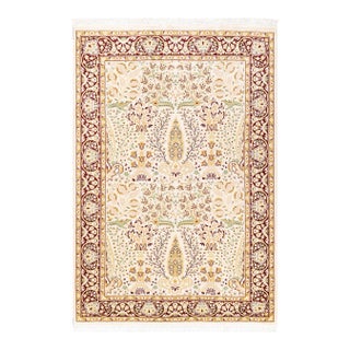 Mogul, One-of-a-Kind Hand-Knotted Area Rug in Ivory, 4' 1" x 5' 10" For Sale