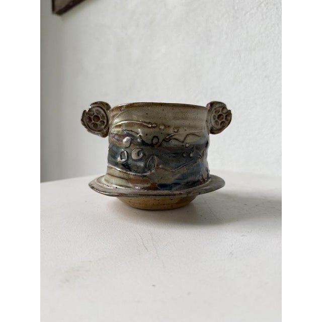 Small ceramic, type small bowl or cup with handles, by Yvon Gauchot, French ceramist. Signature under the base. Very good...