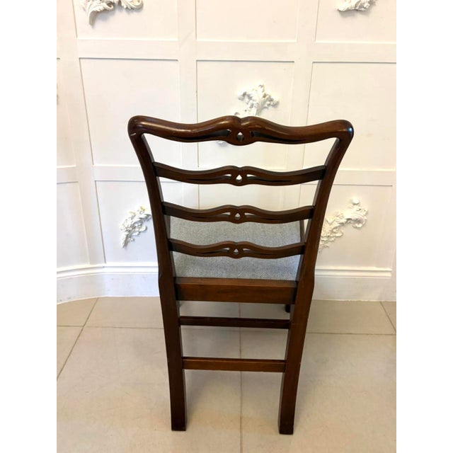 1900 - 1909 Antique Chippendale Style Ladder Back Dining Chairs in Mahogany, 1900, Set of 12 For Sale - Image 5 of 17