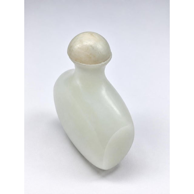Mid 20th Century White Jade Snuff Bottle Hand Carved Minimalist Timeless Ming Style For Sale - Image 5 of 13
