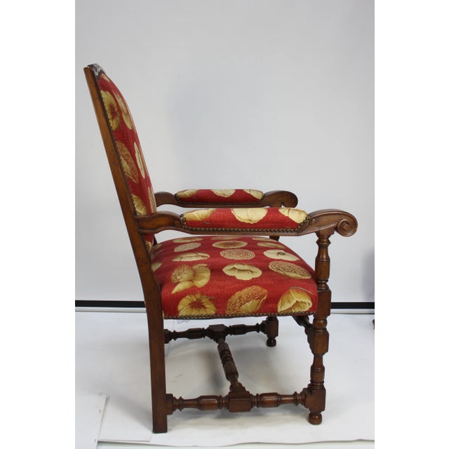 17th Century Style European Floral Fabric Dining Chairs - Set of 10 For Sale - Image 4 of 13
