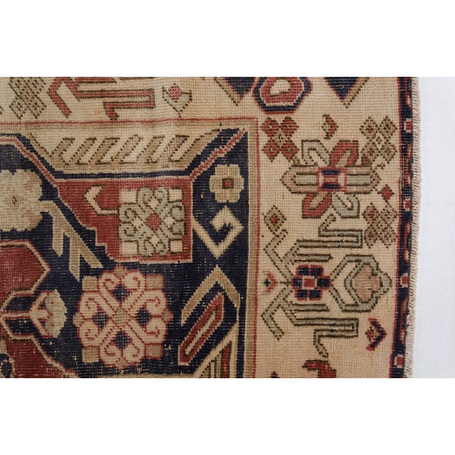 1960s Muted Terracotta & Navy Medallion Turkish Rug For Sale - Image 6 of 10