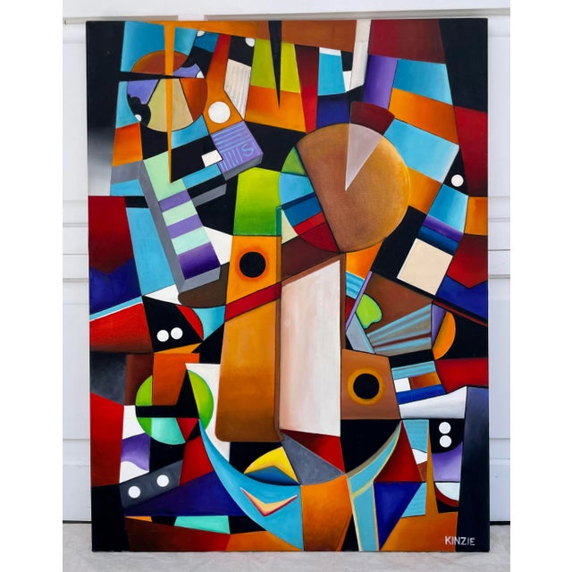 Here is a colorful, and impactful original piece signed by Kinzie and painted in 2010. The painting is titled "Ubiquitous...