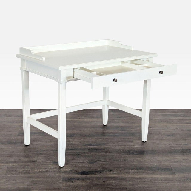 Modern Crate & Barrel White Writing Desk With Drawer For Sale - Image 3 of 10