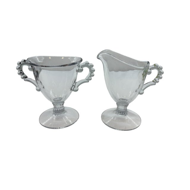 Transparent Mid 20th Century Imperial Glass Candlewick Cream & Sugar Set For Sale - Image 8 of 12