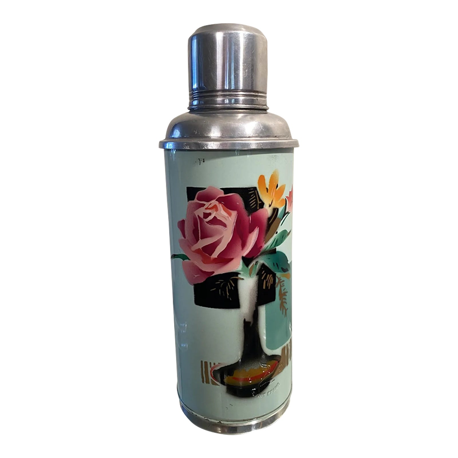 Thermos Vintage Japonais Tiger J-36 Motif Floral Années 70 - Bouteille Isotherme 11.5 Pouces