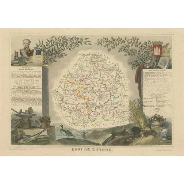 Antique Map of the Department of Indre For Sale - Image 3 of 6