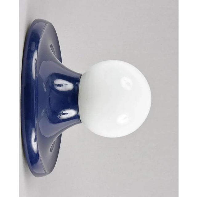Mid-Century Italian Blue Metal Light Ball Sconce by Achille Castiglioni for Flos, 1960s For Sale - Image 10 of 18